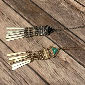 Set of 2 Triangle Stone Necklaces ✨